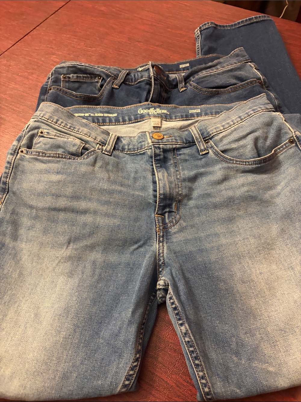 Goodfellow & Co Men's Faded Light Blue and darker Straight Jeans 2 pair 34W  32L